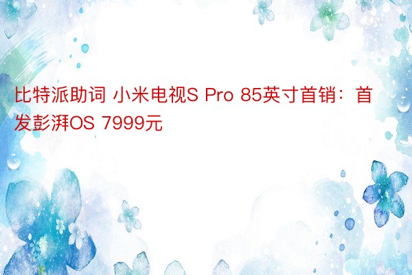 比特派助词 小米电视S Pro 85英寸首销：首发彭湃OS 7999元
