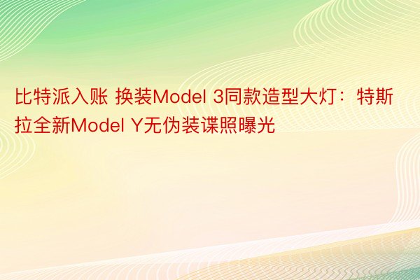 比特派入账 换装Model 3同款造型大灯：特斯拉全新Model Y无伪装谍照曝光