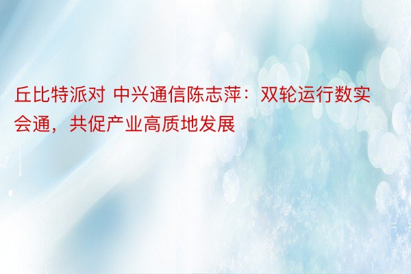丘比特派对 中兴通信陈志萍：双轮运行数实会通，共促产业高质地发展