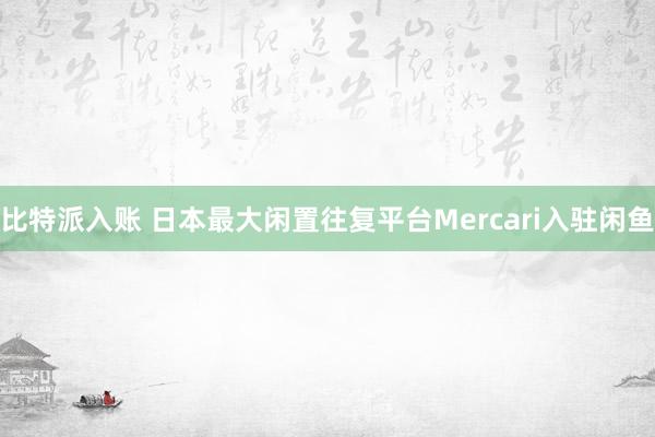 比特派入账 日本最大闲置往复平台Mercari入驻闲鱼