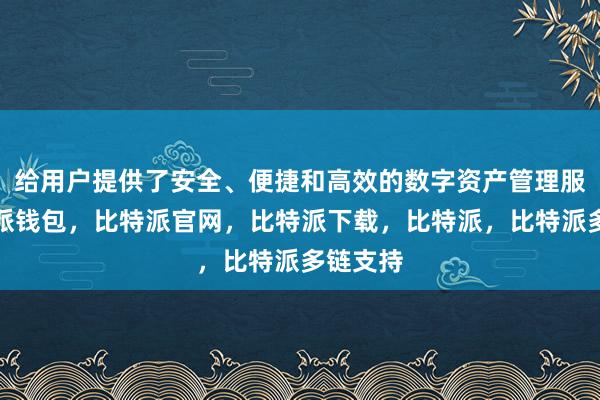 给用户提供了安全、便捷和高效的数字资产管理服务比特派钱包，比特派官网，比特派下载，比特派，比特派多链支持